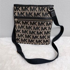 Michael Kors Black & Tan MK Logo Crossbody Bag